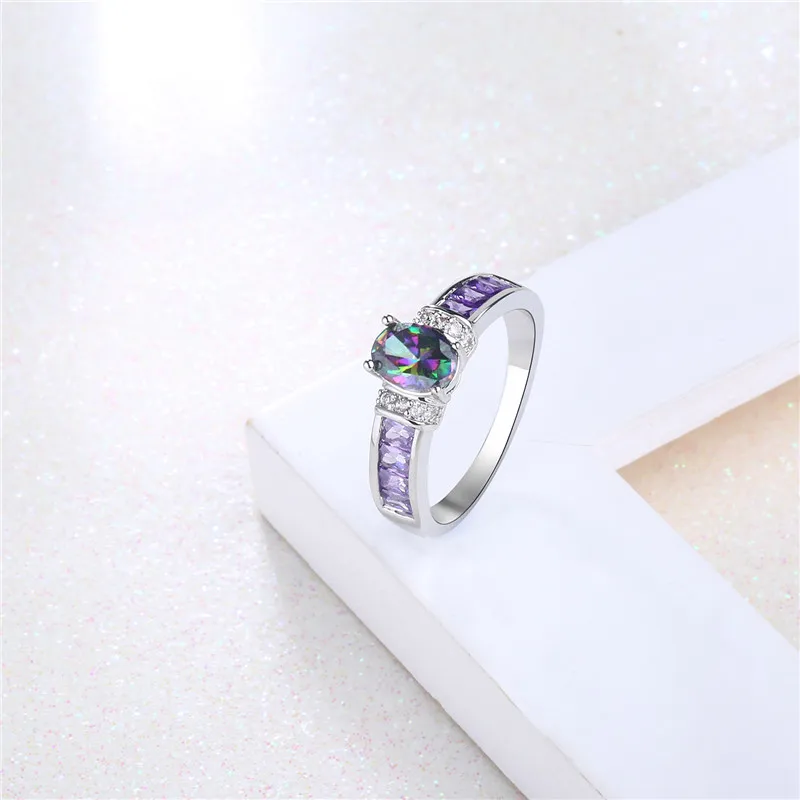 CC Винтаж Свадебные Кольца для Для женщин овальные красочные камень Bague Мода ювелирные изделия Романтический свадебный Обручение кольцо Прямая cc781