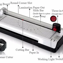 Горячий и холодный с бумажным триммером и угловым округлым рулоном ламинатор машина для бумаги A4 фото