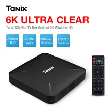 Tanix TX6 Мини Смарт ТВ приставка Android 9,0 Allwinner H6 ultra HD 6K ТВ приставка 2 ГБ+ 16 Гб приставка 2,4 ГГц WiFi медиаплеер H.265