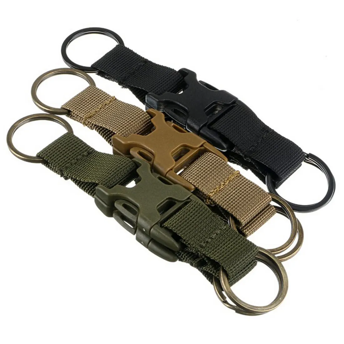 Backpack Buckle Carabiner Nylon Belt Keychain Locking Key Chain Clip