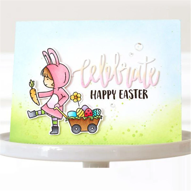 

YaMinSanNiO Girl Clear Stamps and Dies Scrapbooking Bunny Rabbit Metal Cutting Dies Craft Carrot Dies for Card Making Embossing