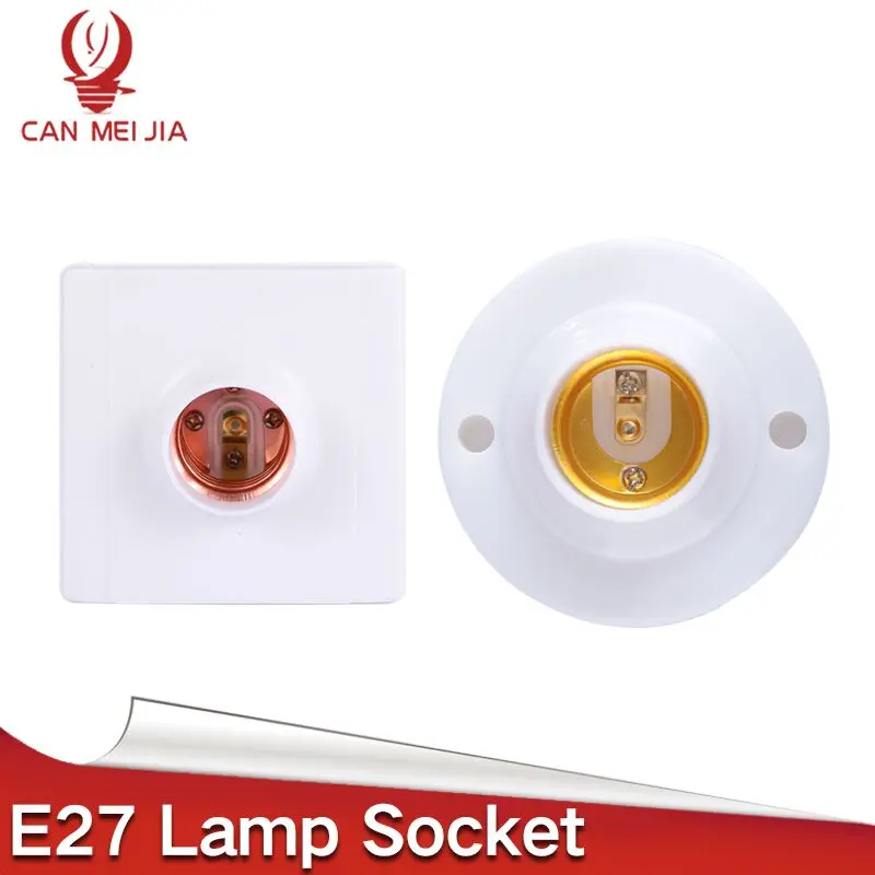 

CANMEIJIA LED Round Base E27 Lamp Bulb Socket Holder Lampholder Square PC Light Holder Fitting Accessories