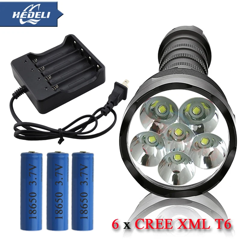 

Powerful Portable Removable Flashlight 6T6 10000 lumens led flashlight XM L torch CREE XML T6 3 18650 Rechargeable Battery