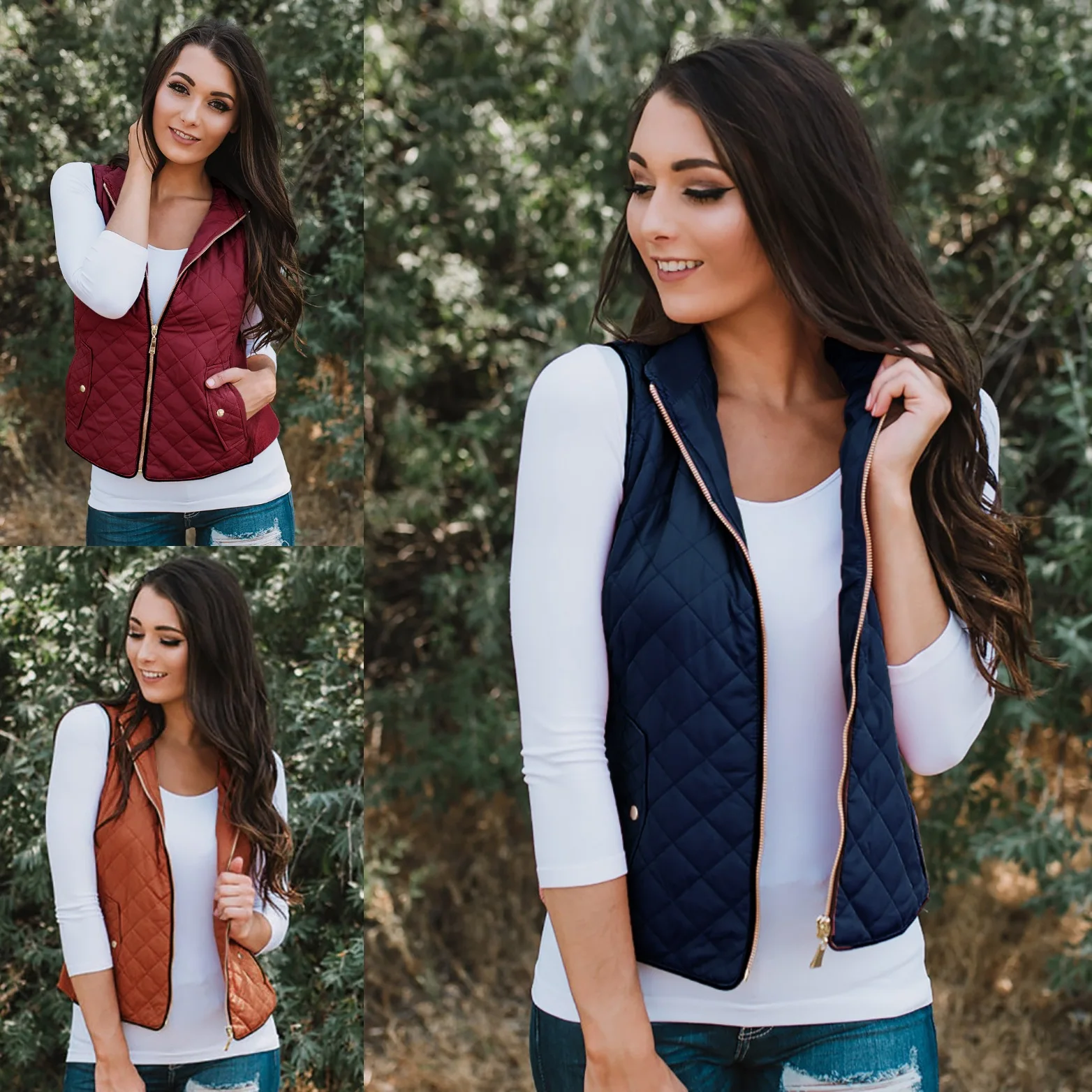 Style 2018 autumn winter slim sheath basic woman vests casual solid pockets zippers v-neck cute chic comfortable female vests