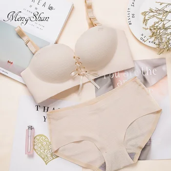 

New Bra Suit with Lattice Tie Comfortable seamless gathering One piece steel bracket Women's Bra Suit bra push up 85A 85B 85C