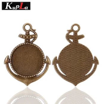 

Kupla Anchor Pendant Cabochon Setting 25mm Round Glass Cabochon Anchor Pendant Base Blank DIY Handmade Jewelry Findings C5659
