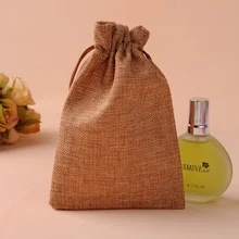 50 шт./лот, кофейный цвет, 15x20 см, с кулиской, из джута, Подарочный мешочек для духов, упаковки ювелирных изделий, может быть логотип на заказ
