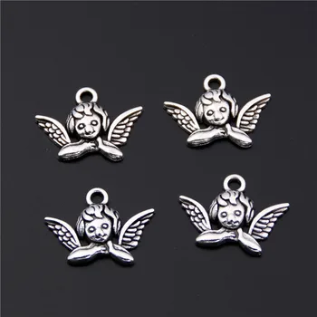 

40pcs Silver Color Alloy Flying Angle With Wings Charms Pendant DIY Jewelry Findings A2437