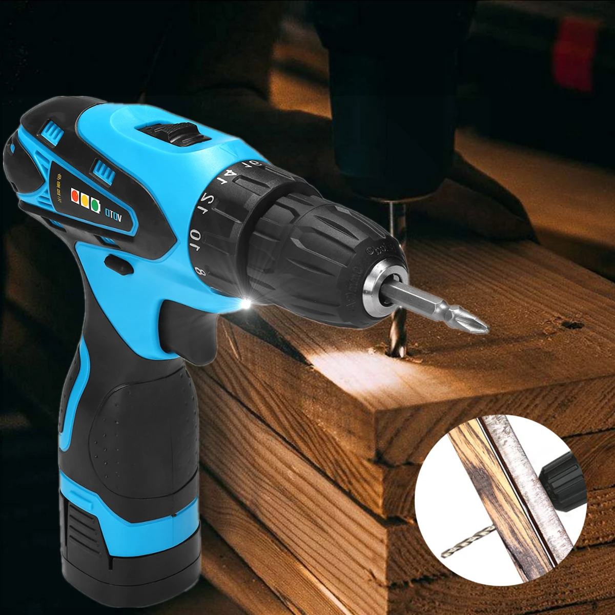 

16.8V EU Plug Cordless Screwdriver Intelligent Speed Control with Screwdriver Bit Kit Full Copper Movement Punch Tighten Screws