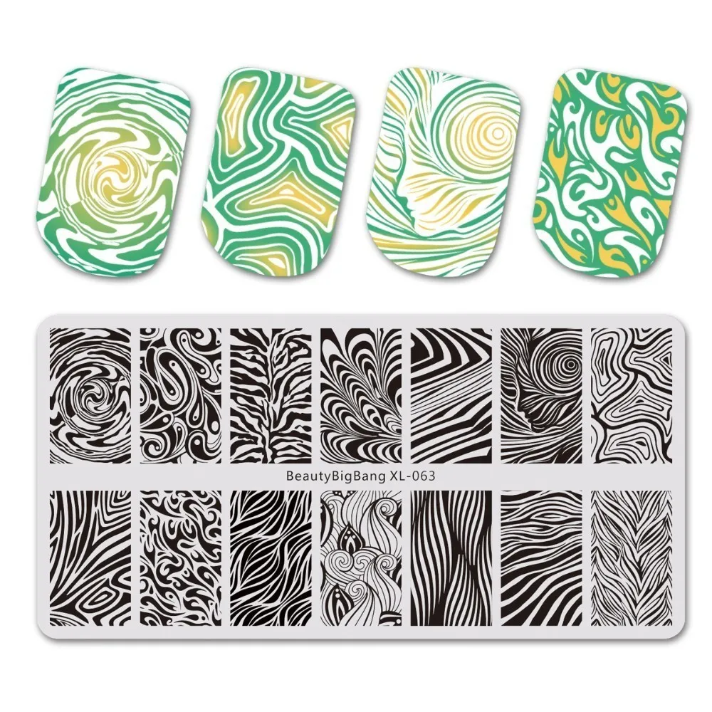 BEAUTYBIGBANG Nail Stamping Plates Flower Young Girl Series Nail Template Stamp Image Manicure Plate DIY Nail Designs XL-073 - Цвет: 63