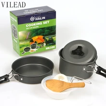 Portable Outdoor Cookware Sets Camping Picnic Tableware Pan Pot Set for 1-2 Person Ultralight Outdoor Cooking Tools for Travel