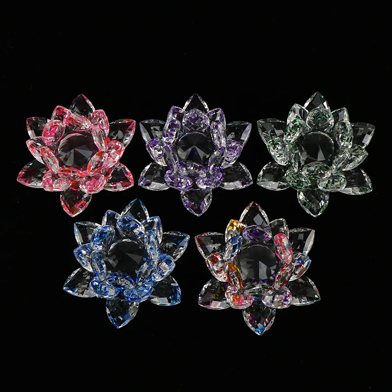 Home Wedding Party Decor Gifts Souvenir Crystal Lotus Flower Crafts Glass Paperweight Fengshui Ornaments Figurines 9.5x9.5cm