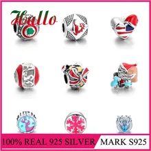 Горячая Распродажа 925 пробы серебро Рождественские Подвески Бусины Fit Pulseira кулон подлинным бусины ювелирных изделий женщин Подарки