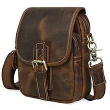 2017 Handmade 100% Genuine Leather Small Satchel For Cell Phone Mini Shoulder Bag Purse Crazy Horse Leather Cool Wild Style 3006