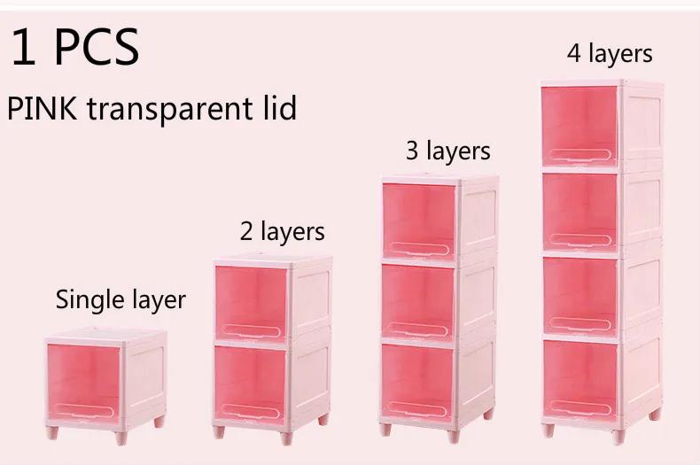 Многофункциональный шкаф для спальни, Штабелируемый Шкаф для хранения, откидной пластиковый ящик для хранения, прикроватный шкаф, полка ZP01181125 - Цвет: A pink