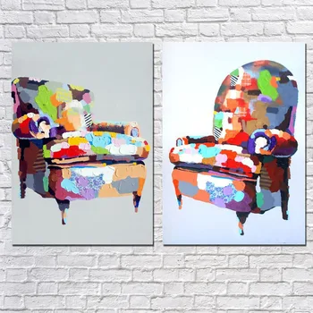 

High Quality combination of modern mural No Frame Colored chair Oil Paintings on Canvas 2pcs home Decoration Wall Art Paints