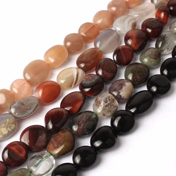 

8-10 MM Natural Stone Irregular Tiger Eye Agates Obsidian Smooth Beads For Jewelry Making DIY Necklace Bracelet Jewellery 15''