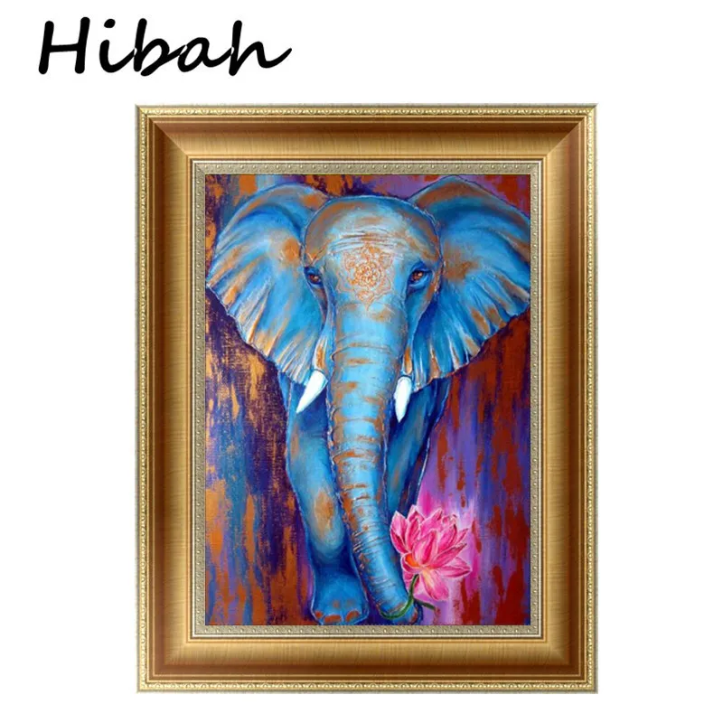 

Diy Diamond Painting Elephant Lotus Cross Stitch Mosaic Cartoon Painting Square 5D Full Diamond Embroidery Animal Home Decor