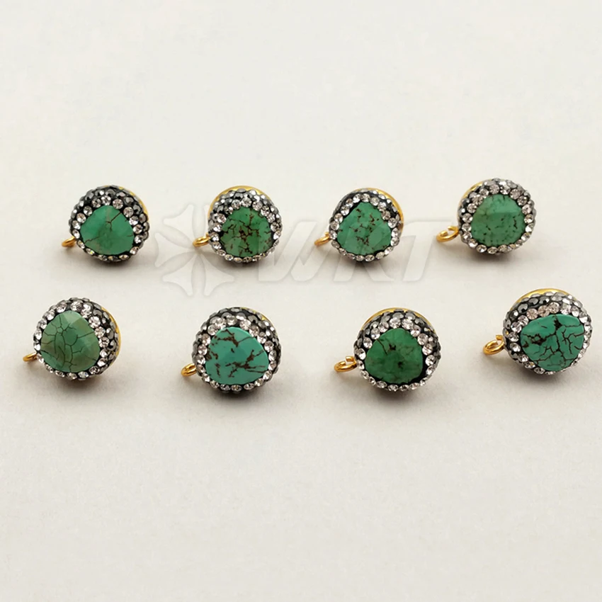 JF249 WKT Natural Stone Earring Findings With Best Rhinestone Pave Earring Top For Fashion Earring Design Findings Jewelry Findings