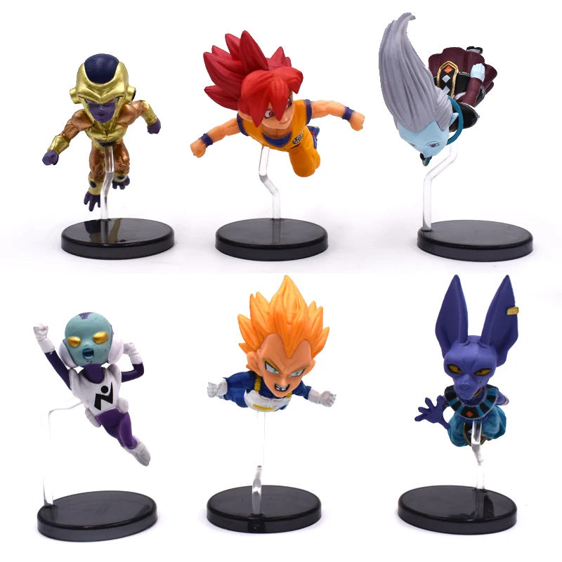 6Pcs/Lot Dragon Ball Z Flying Series Whis Beerus Goku Black Vegeta Frieza PVC Actio Figures Collectible Model Doll Kids Toys 