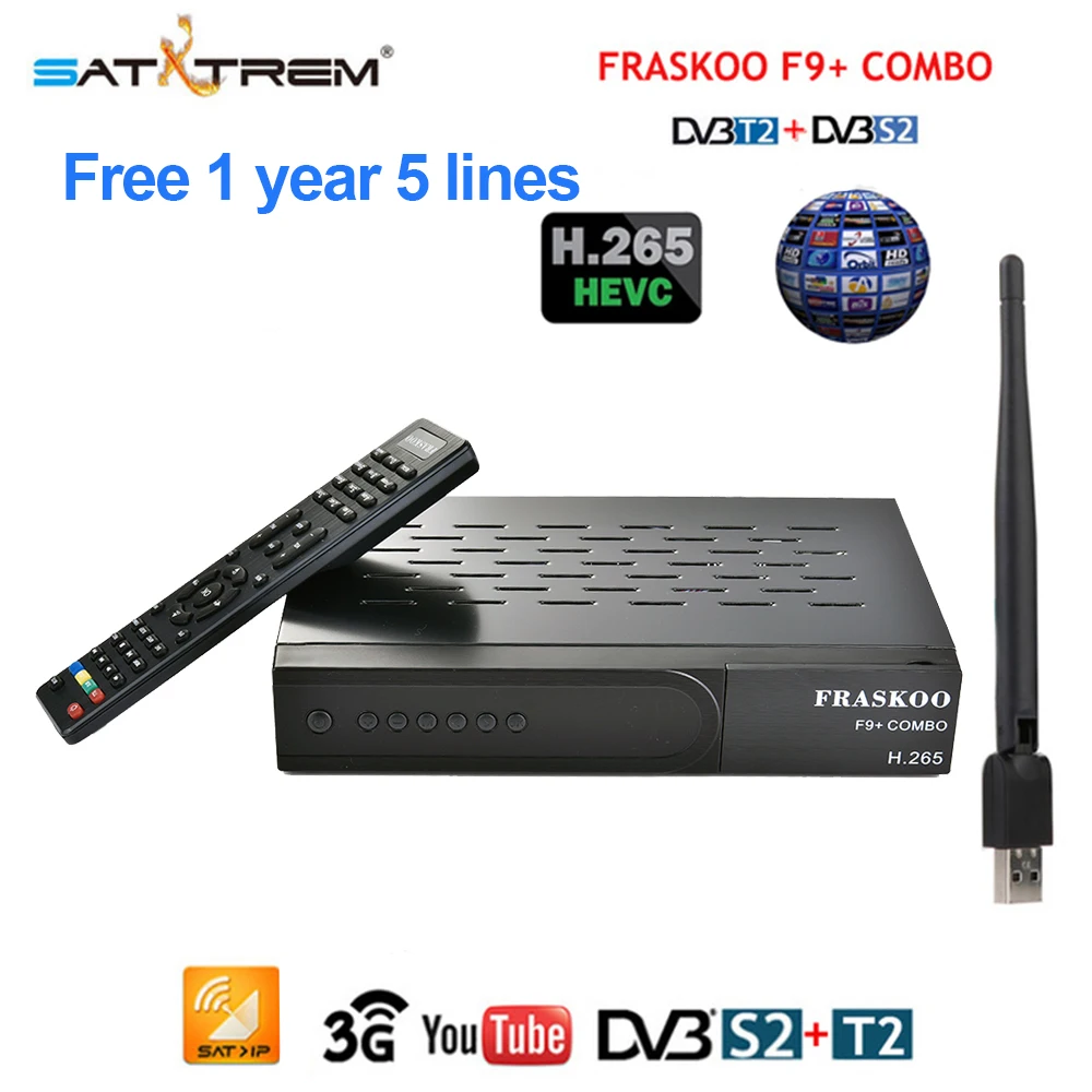 

Fraskoo F9 PLUS COMBO DVB-S2 H.265 Satellite Receiver+1 Year Cccam Support PowerVu Biss Key Box Ship from Spain