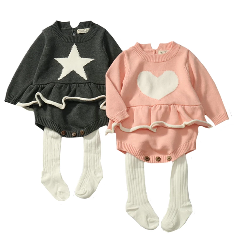 

Baby Girl's knit Rompers Long Sleeve Wool Knitted Rompers Baby Princess Triangle Jumpsuit Toddler Kid's Autumn Winter Clothing