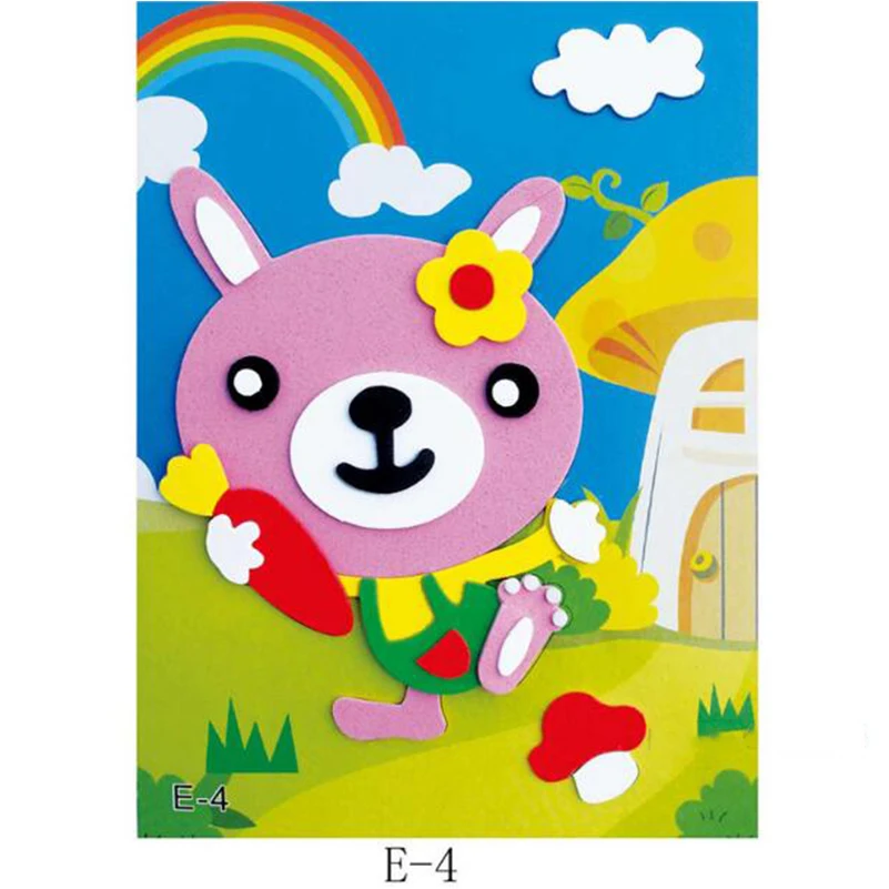20 комплектов мини развивающие дошкольные DIY 3D EVA Foam Art Craft Painting Sticker Puzzle Kit для