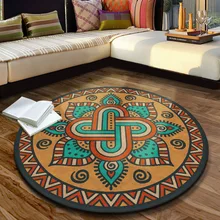 Круглый ковер в этническом стиле для домашнего компьютерного кресла, круглый ковер, мягкий ковер для гостиной, декоративный ковер для спальни, коврик для журнального столика