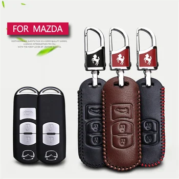 

2017 New Genuine Leather Car Key Ring Key Cover Case For Mazda 2 3 5 6 CX5 CX-5 CX7 CX-7 CX-3 Rx8 2&3 Buttons Key Chain Case