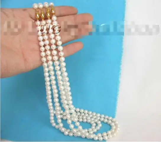 

Free shipping hot sale Women Bridal Wedding Jewelry >>wholesale 17.5" 4piece 8mm white round pearls necklace