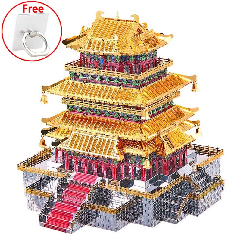 

Piececool 3D Metal Puzzle Toy DIY House Building Model Ancient China Architecture Guanque Tower Assembly Model Set Toys For Kids