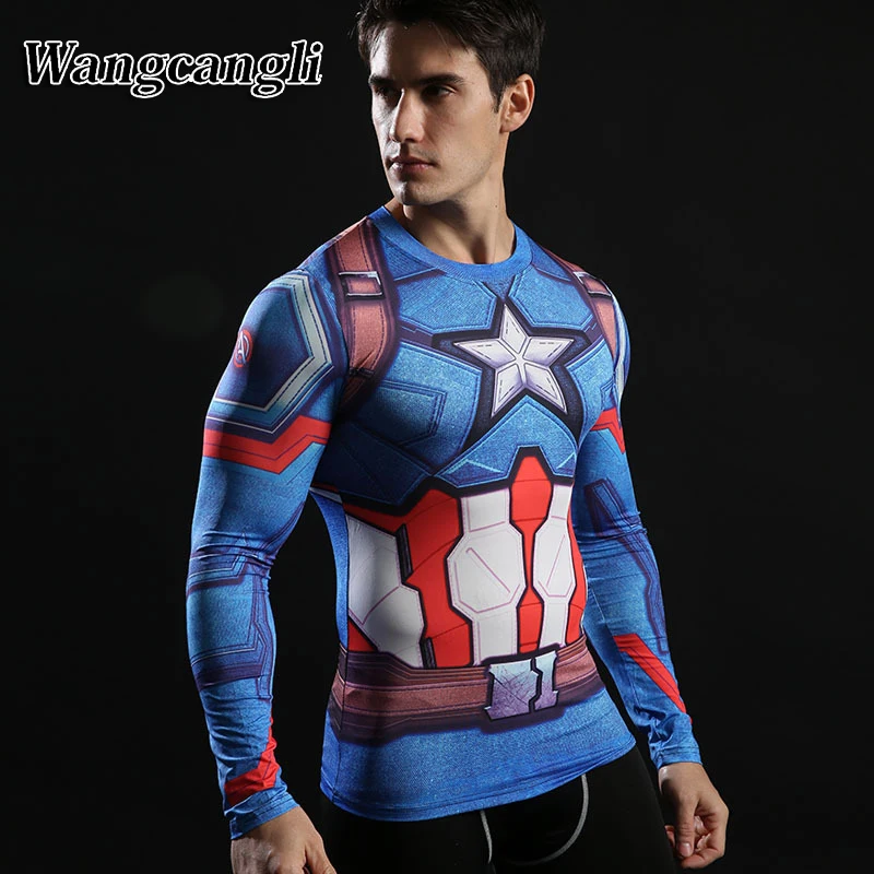 wangcangli Captain America Iron font b man b font Tops print font b Men b font