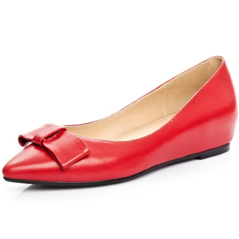 

2015 Spring/Autumn 100% real Genuine soft Leather Red Dragonfly Women's Increased Internal Shoes Women basic pumps High Quality