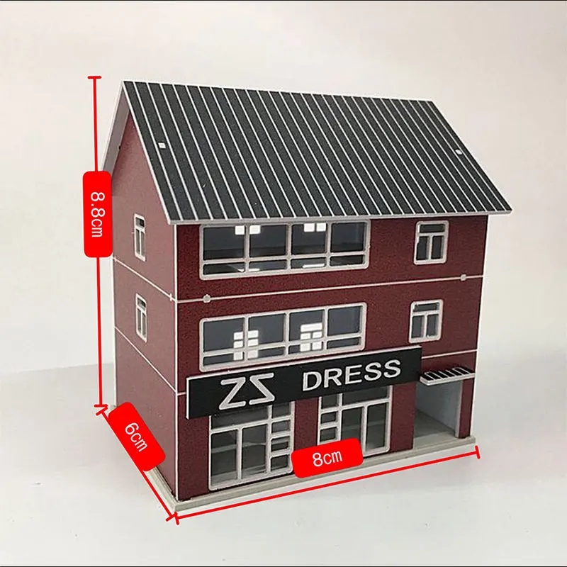 1/150 N Scale Reddish White Women's Clothing Store Building Model Train Station Clothing Store Sand Table Scene Decoration - Image 2