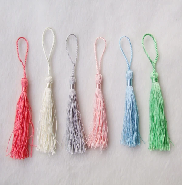

Free shipping 30pcs 6 color 5 pcs /color 100 rayon floss for decoration and bookmark tassels