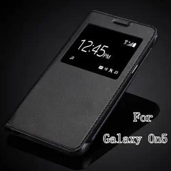 

Top Quality For Samsung Galaxy O5 On5 G5500 G550 G550F Luxury Classic Ultra Slim PU Leather Window View Flip Cover Case