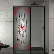 Кровавый отпечаток руки Измельчить стеклянная дверь в ванную 3D поделки ПВХ двери наклейки Хэллоуин украшение съемные настенные наклейки
