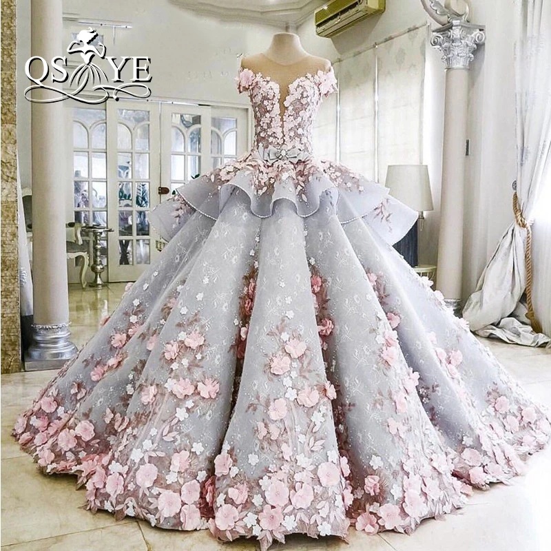 Vestidos de novia, роскошное бальное платье, свадебные платья, Розовые Свадебные платья принцессы с милыми цветами и шлейфом