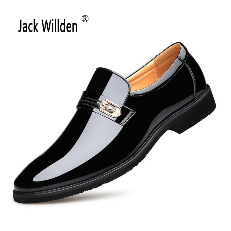 

Jack Willden Men's Business Formal Leather Shoes Pointed Toe Mens Dress Shoes Patent Leather Luxury Oxfords Wedding Party Shoes