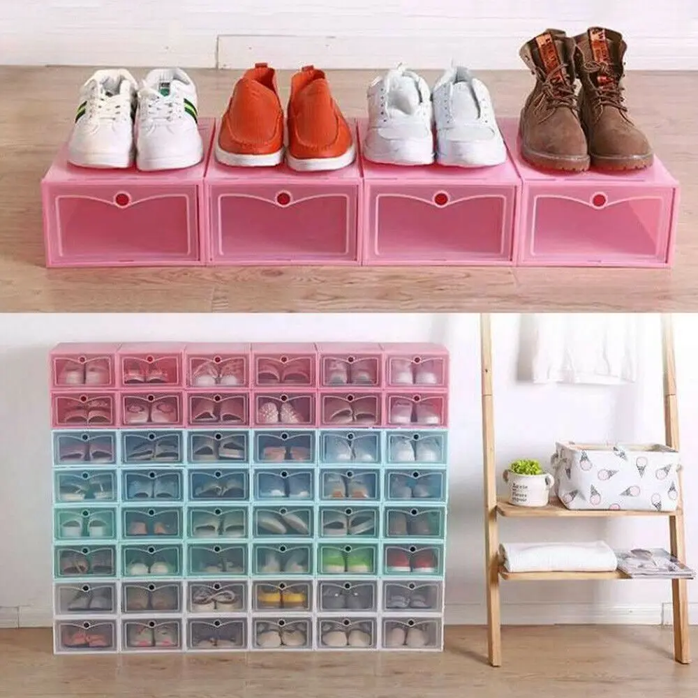

Transparent Clear Plastic Shoe Box Storage Shoe Boxes Shoes Case Holder Shoebox Shoes Organizer Boxes Stackable Household