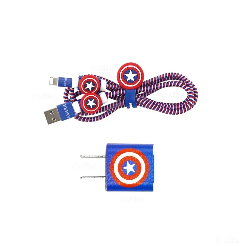 Cable Winder Хороший подарок милый мультяшный usb-кабель протектор для Наушников набор с кабелем Стикеры для намотки спиральный usb-шнур с зарядным устройством для iphone 5 6 6s 7plus - Цвет: Cable Winder