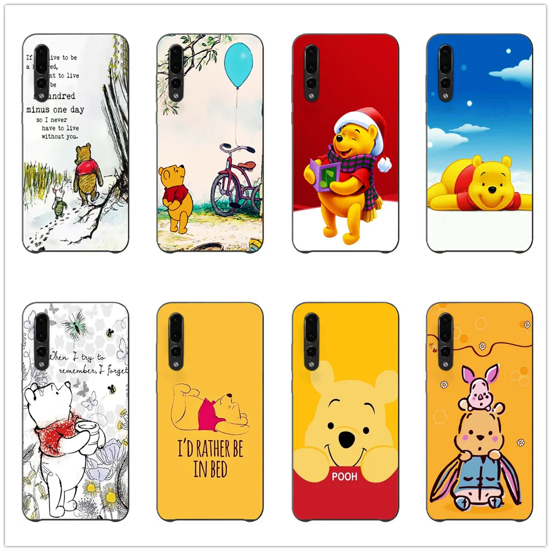 

Winnie The Pooh Cute Bear New Fashion Black Sotf TPU phone case cover for Huawei p20 p30 lite p10 p8 p9 series aesthetic Coque