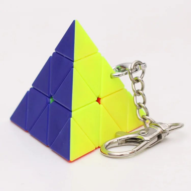 Мини-пирамида, куб, магические кубики, брелок, 3,5 см, волшебные кубики, подвеска, твист, головоломка, игрушки для детей, подарок, волшебный куб