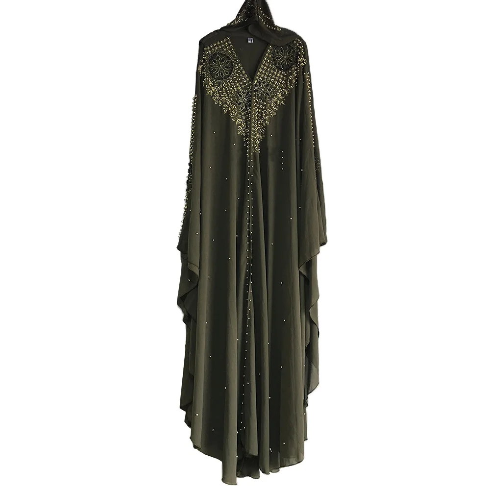 Army green Африканские платья для женщин, африканская Женская одежда, платья Дашики, элегантные длинные платья для выпускного вечера, нигерийские платья с жемчужинами для женщин, новинка - Цвет: Army green