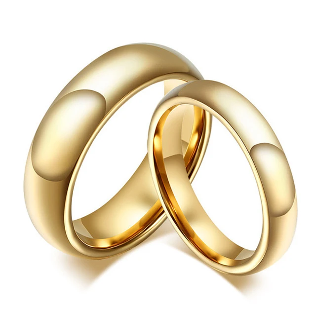 Wholesale 1 Pair Tungsten Carbide Gold Ring For Men Women Lovers Wedding Band Alliance Bridal Jewellery Sets Couples Ring