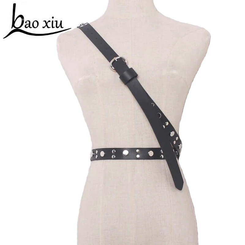 2018 Trendy Pants Rivet Long Waist Belt Punk Hip hop Women Belts Ladies