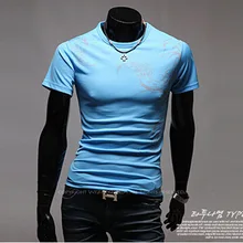Новое поступление, китайский стиль, спортивный стиль, синий и белый фарфор, принт, для бега, короткий рукав, Мужская футболка с круглым вырезом