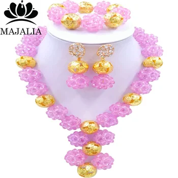 

Majalia Fashion Nigerian Wedding Set African Jewelery Set Lilac Crystal Bride Jewelry Sets 1CZ017