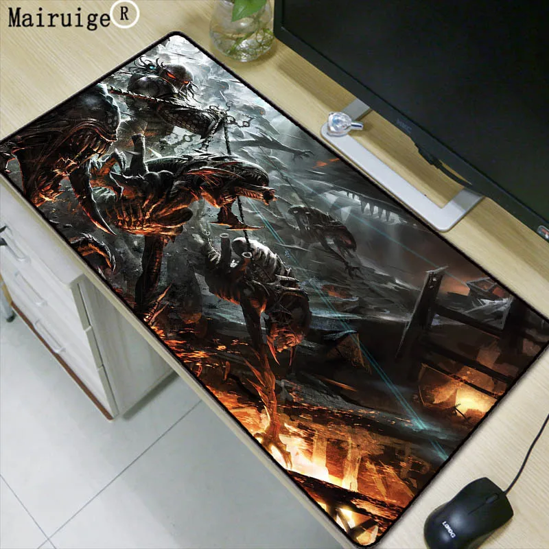 

Mairuige 900X400X3MM Predator Creative Movie Printed Large Lock Edge Mousepad Gamer Gaming Play Mouse Mat for Decorate Desktop