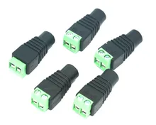 5 PCS 5.5×2.1mm Female Mark Polarity DC Power Jack Connector Plug Adapter For 5050 3528 Single Color LED Strip Light